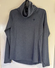 Ariat Ariattek Canny Base Layer Top Small Heather Blue Cowl Neck Long Sleeve