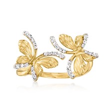 0.15 ct. t.w. Diamond Butterfly Bypass Ring in 14kt Yellow Gold. Size 6