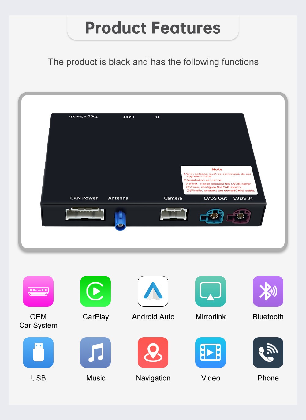 Wireless Carplay Android Auto Mirror Link Retrofi Kit Decoder For BMW i8 i12 NBT