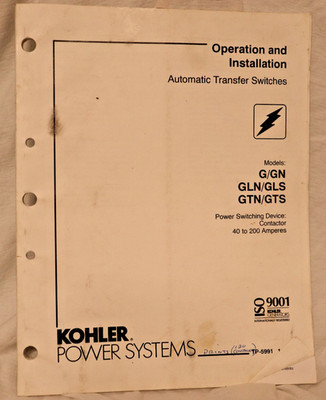 TP-5991 Kohler Operation and Installation Manual G GN GLN GLS GTN GTS Contactor