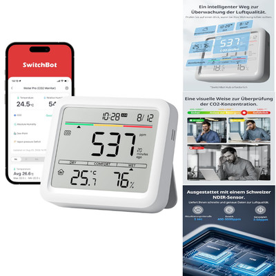 CO2-Messgerät mit Thermometer Hygrometer Luftqualität Monitor mit App Bluetooth