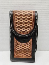 Black Leather Cell Phone Case Western Style Belt Holster Handmade In Mexico