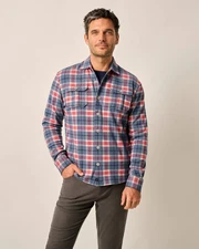 johnnie-O Kaden Stretch Knit Flannel Lodge Shirt Laguna Blue
