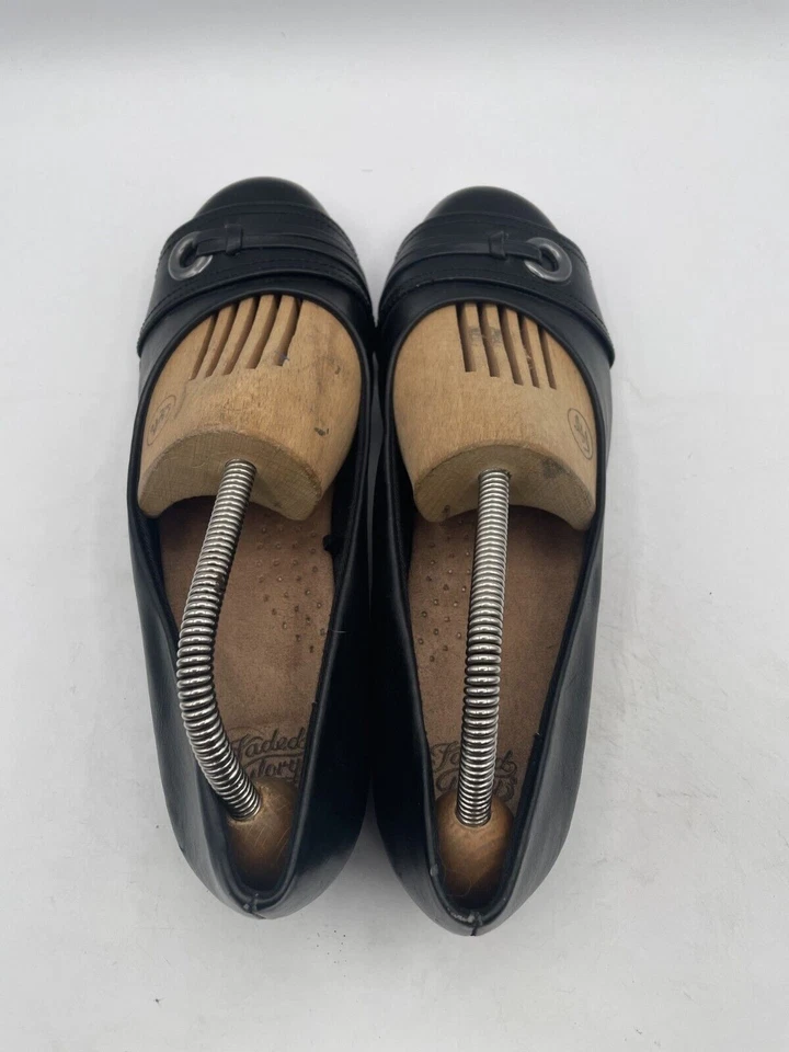 Mocasines Faded Glory para mujer talla 8 de cuero negro sin cordones zapatos cómodos planos Foto 4 de 4