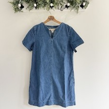 J.crew Denim V Neck Stretch Shirt Dress Size 12 DB