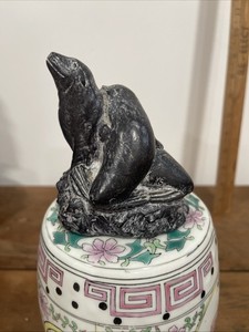 Mother Seal+ Pup  Wolf Original Black  Sculpture
