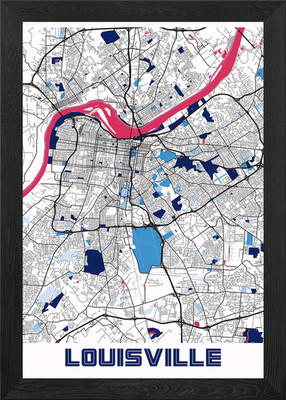 Louisville Milktea Karte gerahmtes Wandbild Poster Leinwanddruck Bild