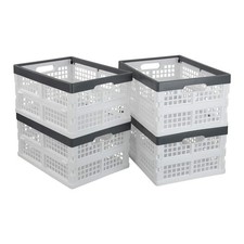Collapsible Milk Crates Plastic Stackable Storage Bins Utility Basket 4 Pack