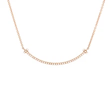 Tiffany & Co. T Smile Pendant Necklace 18K Rose Gold with Diamonds Small