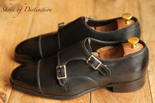 Scarpe Alfred Sargent Ramsey in pelle nera con doppia fibbia monaco uomo UK 8 US 9