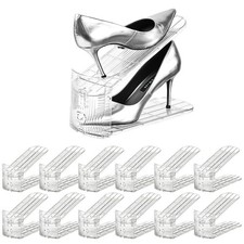 Shoe Slots Organizer  12Pack Clear Shoe Stackers for a Pair of Shoes,Adjus