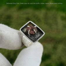 Valentines Deal Amethyst Rough Stone Sterling Silver Statement Unique Wife Ring