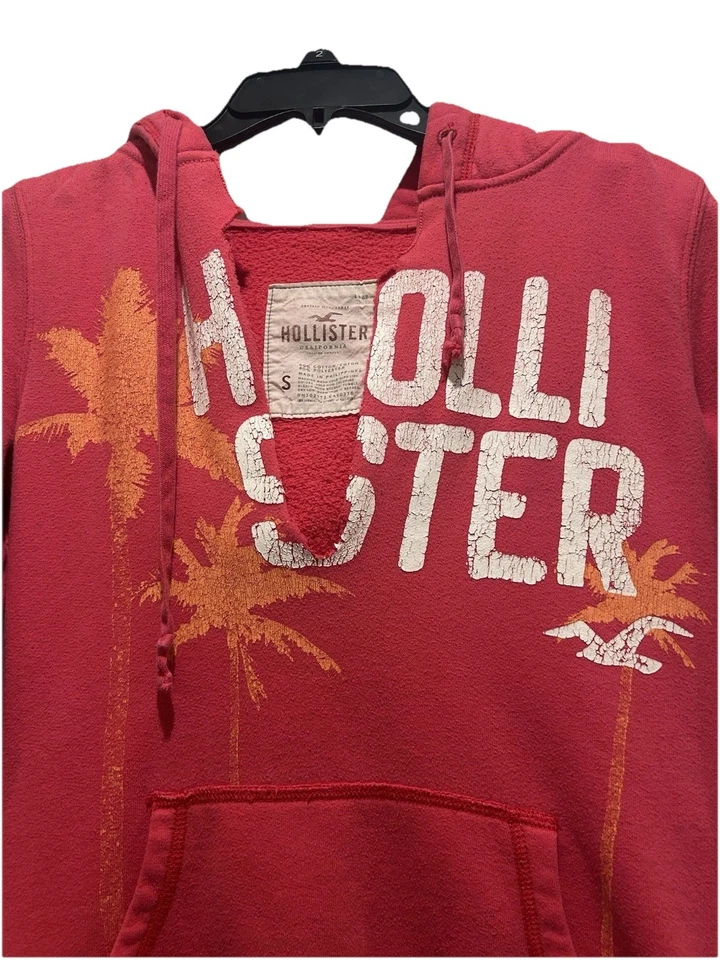 Sudadera con capucha Hollister vintage para mujer talla pequeña rosa brillante aplastada Y2K Foto 2 de 4