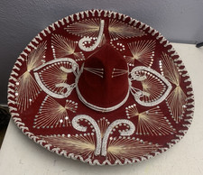 Vintage Pigalle Mexican Mariachi Velvet Sombrero XXXXX Hat Burgundy Red Felt 23  
