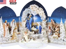 Pop up Christmas Cards Nativity, 3D Holy Night Nativity, Religious Card with Env