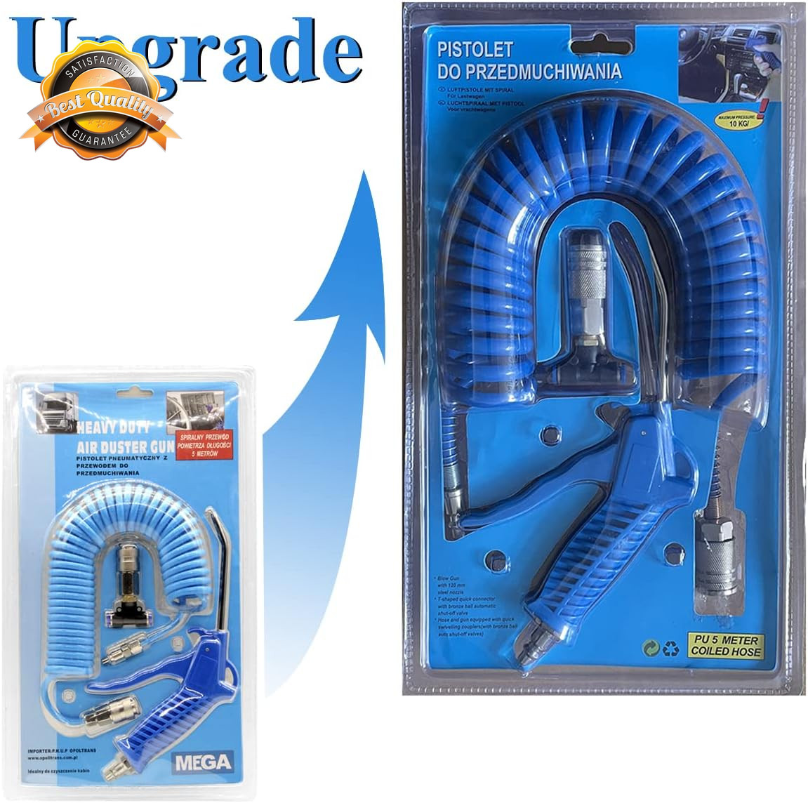 Air Blow Gun Kit PU Hose Heavy Duty Air Compressor Duster Tool 16FT