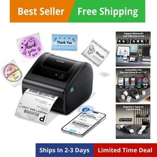 Bluetooth Shipping Label Printer, 4x6 Thermal Label Printer for Small Busines...