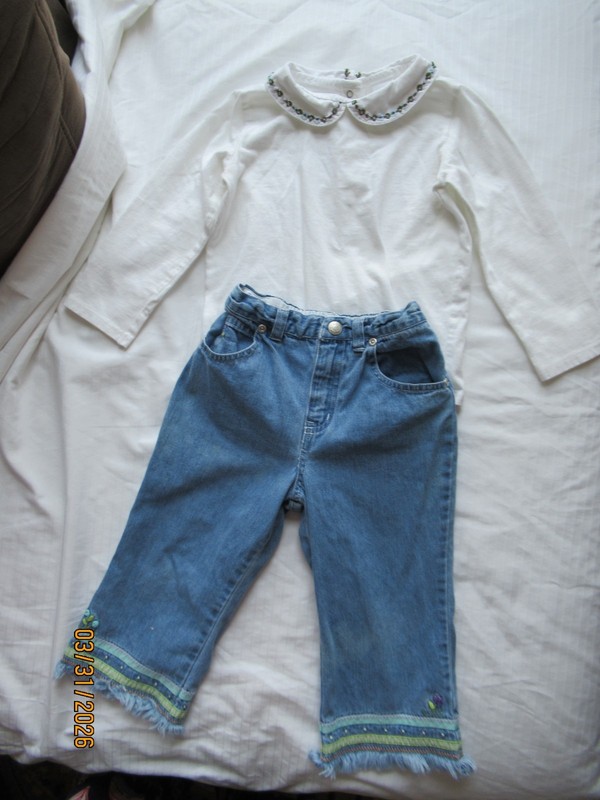 Vintage Y2K Baby Gap Girls Embroidered Top and Jeans Size 3XL