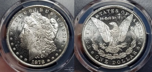 1878 P 7 Tail Feather Reverse of 79 Morgan Silver Dollar $1 PCGS MS 61 Looks PL