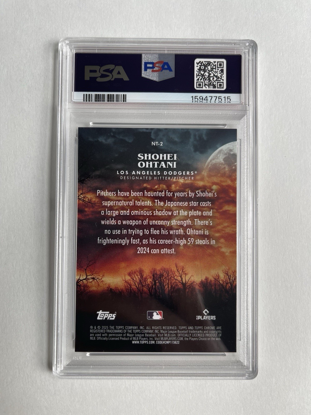 2025 Topps Chrome Update Night Terrors Shohei Ohtani #NT-2 PSA 10 view 2