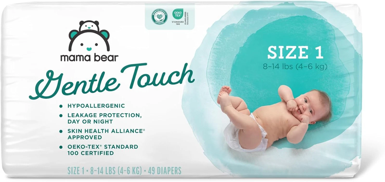 Mama Bear Gentle Touch Diapers 98 Count Size 1 Hypoallergenic Leak Guard Baby
