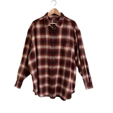 GAP Big Shirt Flannel Lightweight Orange Rust Burgundy Plaid XXL 742507-01