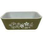 Vintage PYREX 502 Spring Blossom Green Crazy Daisy Refrigerator Dish ~ NO LID