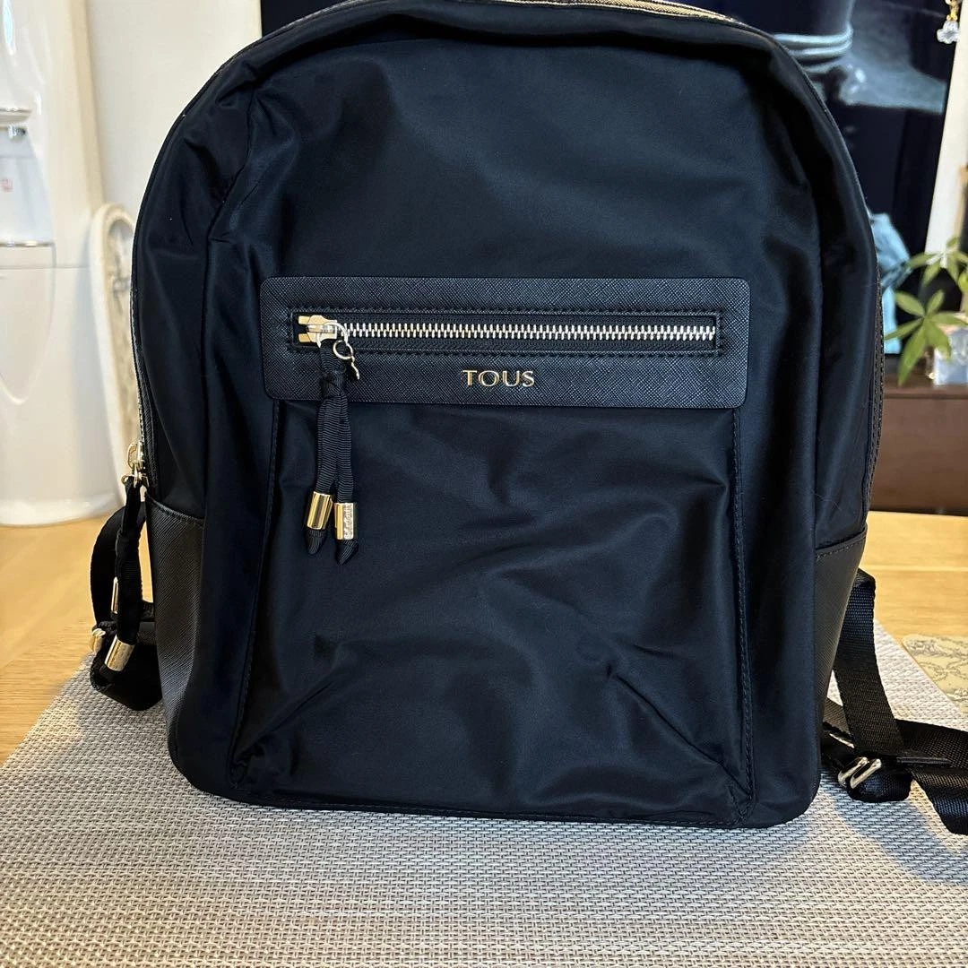 Authentic new leather Tous black backpack limited edition TOUS Backpack Black Leather Nylon Color: Black; Inside: Pink  main image 3