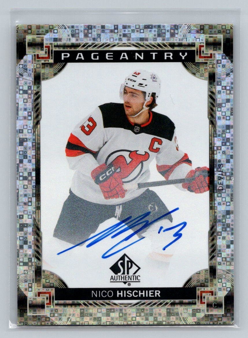 2024-25 Upper Deck SP Authentic Pageantry Auto Nico Hischier P-24 On Card
