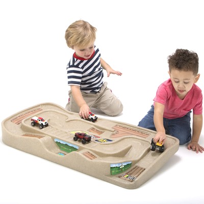 Portable Carry and Go Kids Race Track Toy Car Train Table, 2-sided No Assembl...