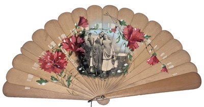Antiker Holzfächer bemalt mit Vintage Foto - Palermo