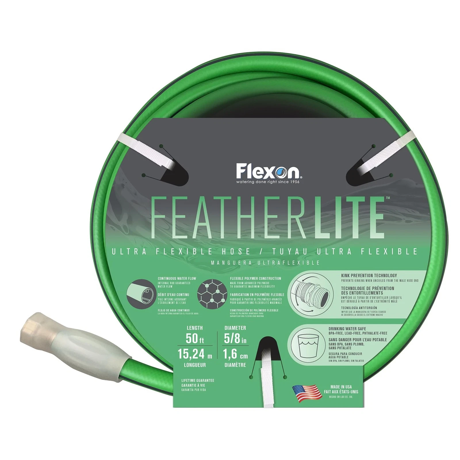 FLEXON Featherlite 5/8 x 50 Ultra Flexible Garden Hose - Thumbnail 2