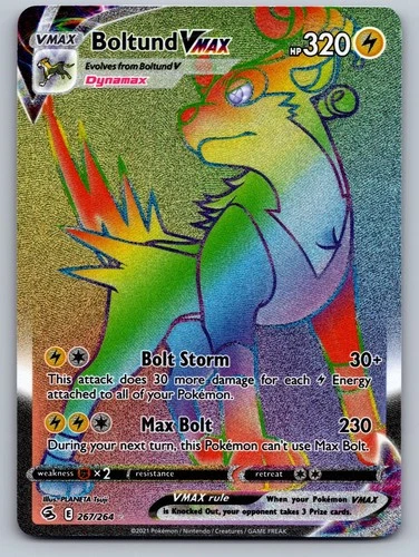 Boltund VMAX 267/264 Rainbow Rare Fusion Strike Pokemon Near Mint