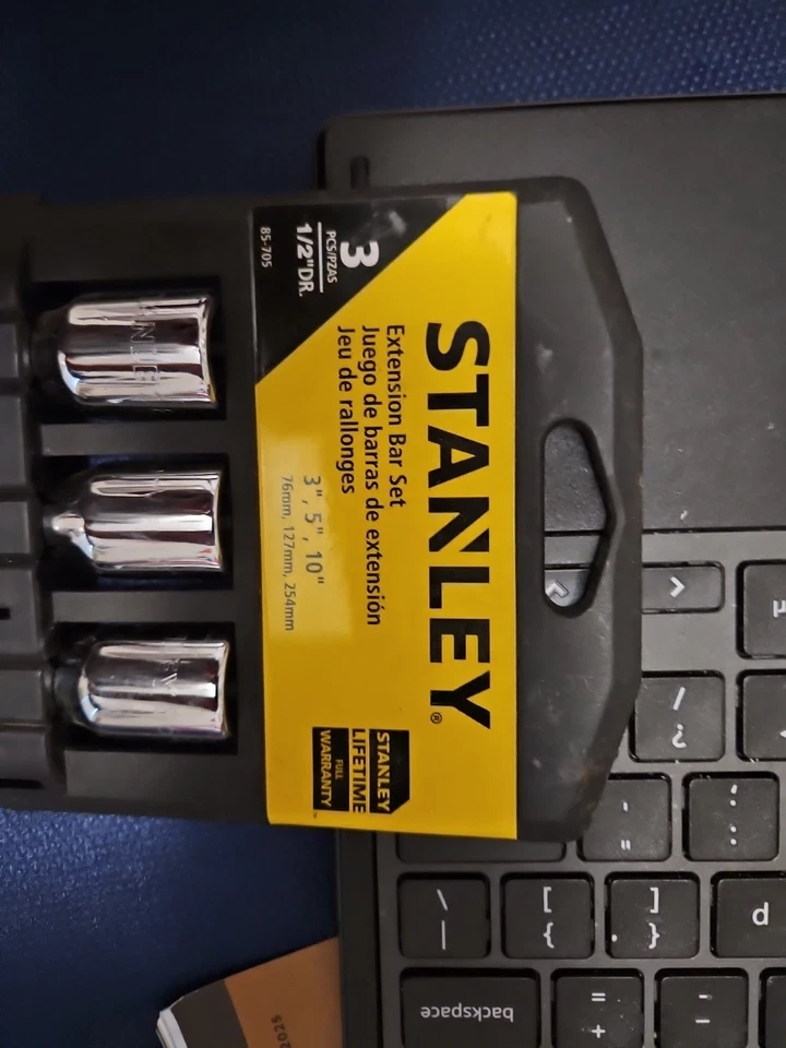 Stanley 3 Piece 1/2" Drive Socket Extension 3" 5" 10" 85-705 - Image 3 of 4