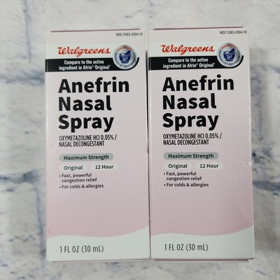 Walgreens Anefrin Nasal Spray Original Maximum Strength 30mL Exp 2028 LOT OF 2