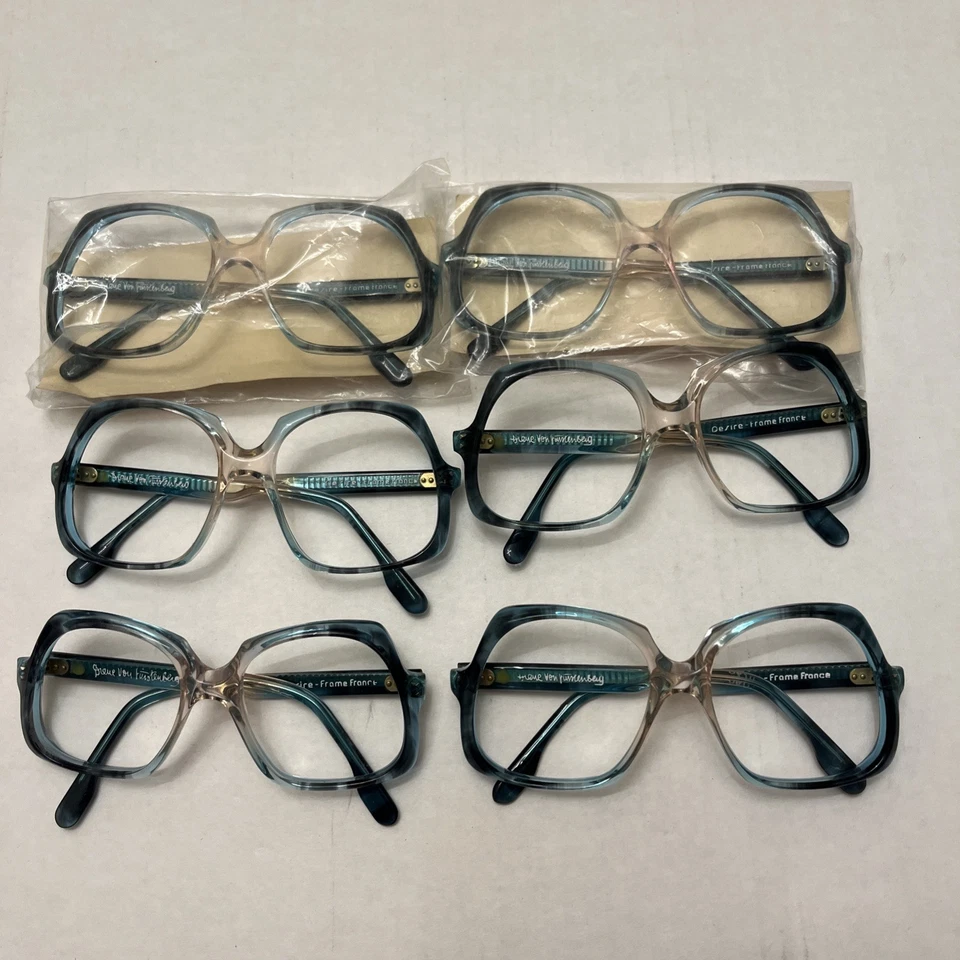 Diane Von Furstenberg Vintage Lot of 6 Eye/Sun Glasses 2 Toned blue Temples New! - Image 2 of 4