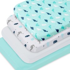 Bassinet Fitted Sheets 4 Pack with 35" x 20" AMKE 3 in 1 Baby Bassinet, Ezeba...