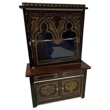 Antique Biedermeier Wagner Doll house Display Cabinet 3/4  