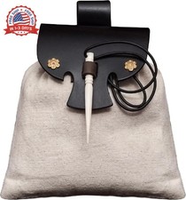 Mythrojan Medieval Small Leather Belt Pouch LARP Renaissance Waist Bag - Black
