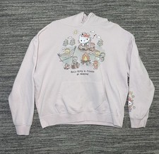 Hello Kitty  Friends Go Camping Hoodie Pink Sweatshirt Size XL