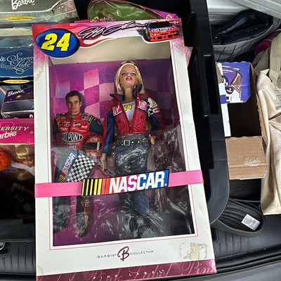 Barbie Collector NASCAR Jeff Gordon #24 Fashion Doll Pink Label Smoke Damage
