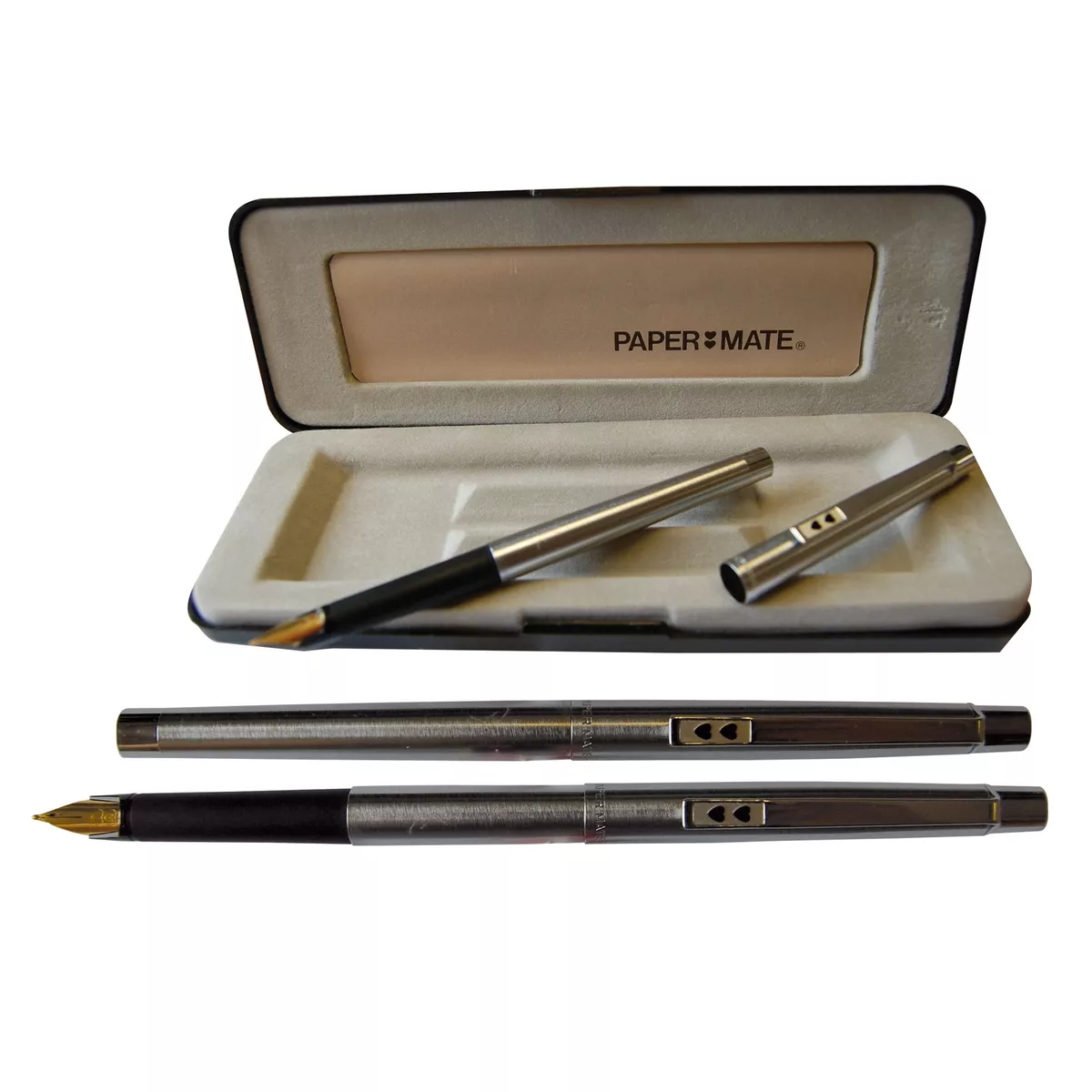 Papermate Chrome Fountain Pen New In Box Medium Pt Made In Germany From 8O S