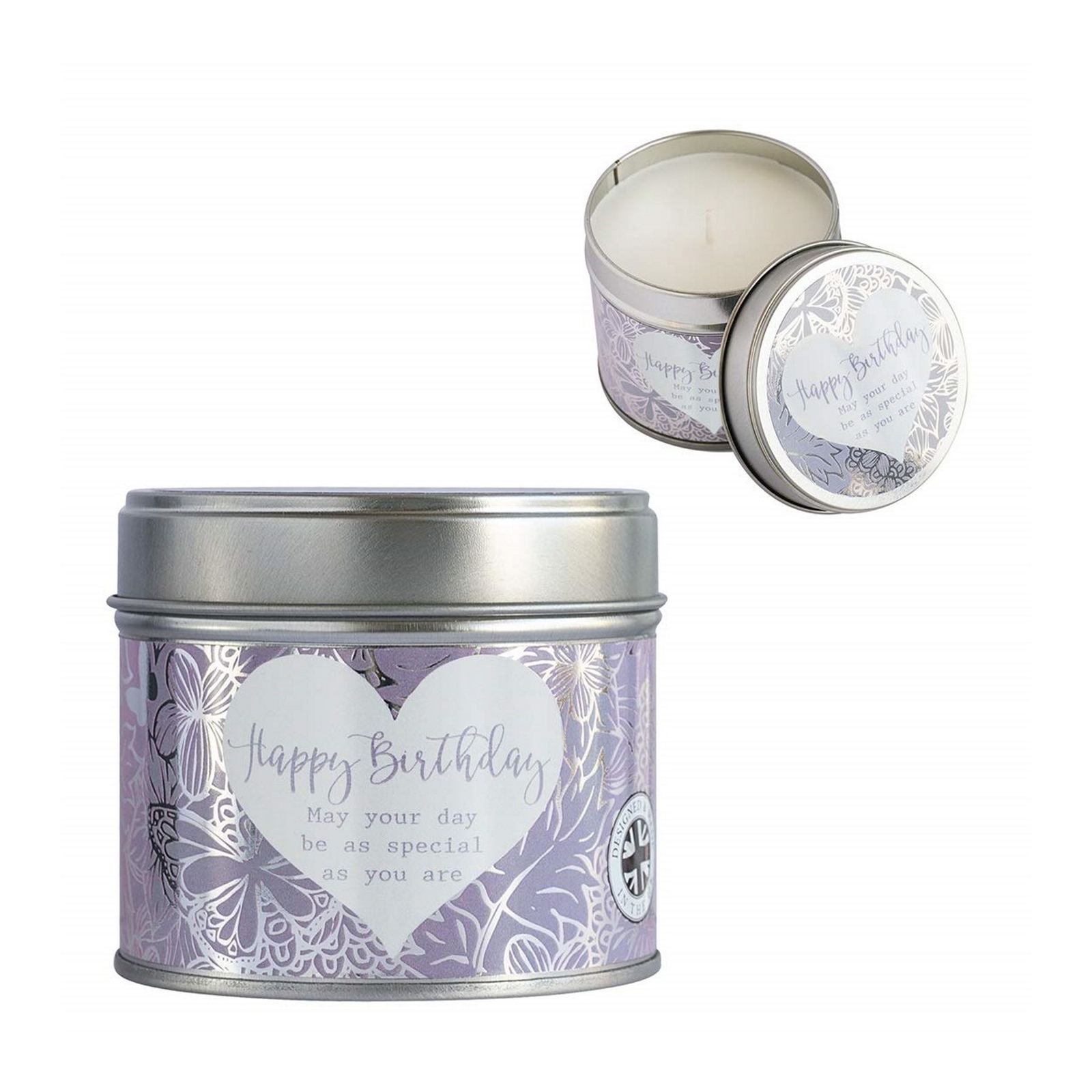 Said with Sentiment Happy Birthday Scented Candle in a Tin Starched Linen Gift