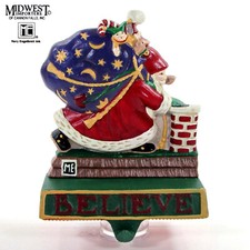 Mary Engelbreit BELIEVE IN SANTA 6" Cast Iron Stocking Hanger Rooftop Midwest
