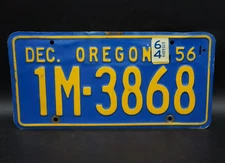 1964 OREGON License Plate # 1M - 3869