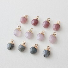 4pcs Oval Pink Crystal Charm,Gold Oval Gemstone Pendant,Earring Charm