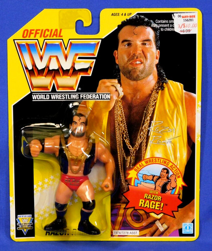 WWF HASBRO RAZOR RAMON YELLOW CARD MOC 1993 USA CA...