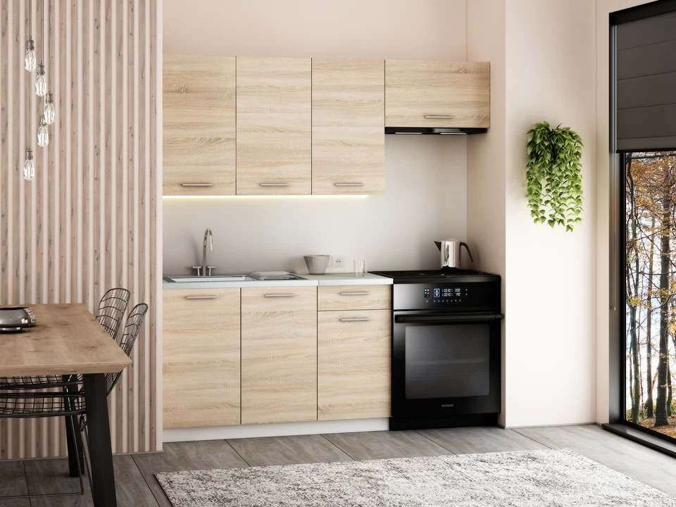 Küchenzeile Beige Komplett Küchenblock Einbauküche Schrank Set verstellbare Füße - Bild 2 von 4