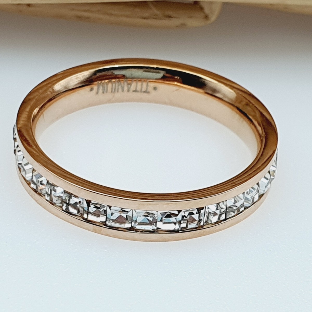 SunnyHouse Women's Titanium Wedding Band Ring With Cubic Zirconia - Simple Korean Style - View #7