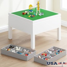 3 in 1 Kids Activity Table Storage Building Block Chess Play Surface Toys Crafts